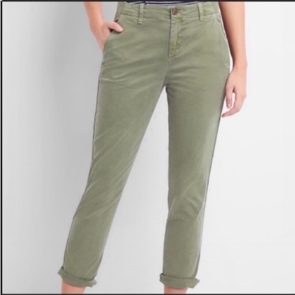 Gap Girl Friend Chino Green Pants Casual Career Work Size 4 - Picture 1 of 10